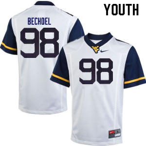 Youth WVU #98 Leighton Bechdel White College Jerseys 472405-797